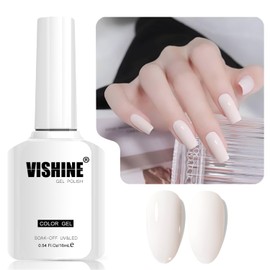 Vishine White Gel Nail Polish, 1 Pcs 16ml Soak-Off UV LED Gel Polish for DIY Nail Art & Home Manicure, Shade L324 Warm Rice White