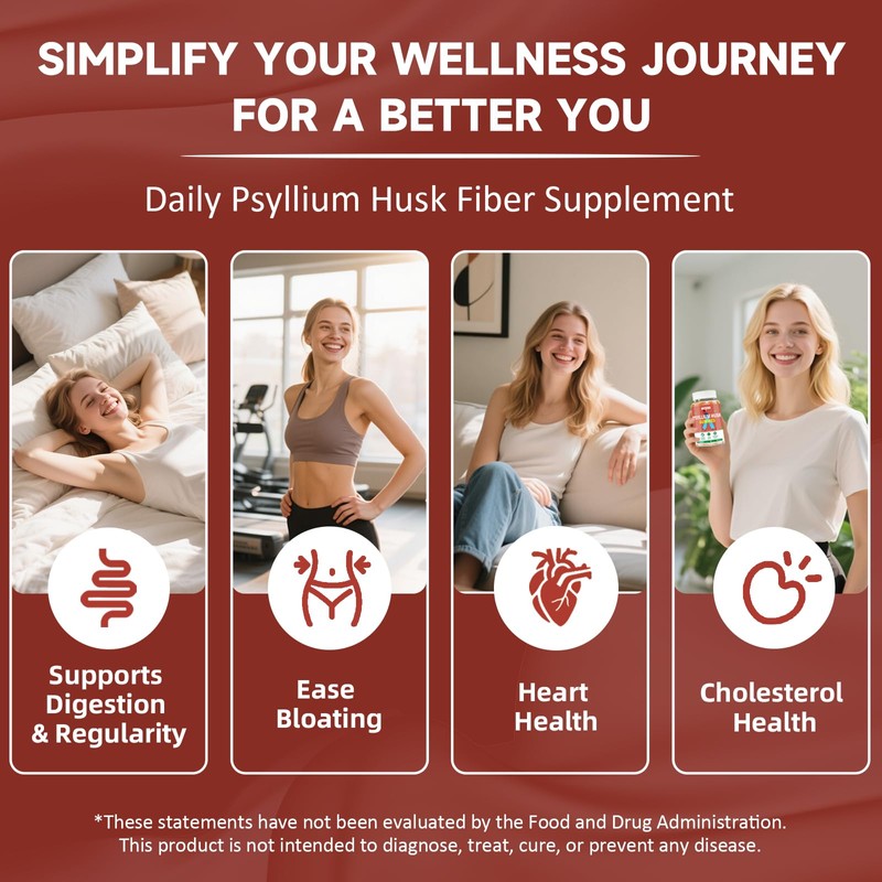 ABYSSUS Psyllium Gummies – 1500mg Psyllium Husk Supplement for Adults,