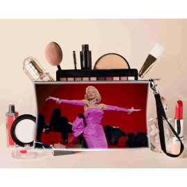 BMSBIZ Marilyn Monroe  Cosmetic makeup bags pouch 100% ALL linen Wtih zipper and strap