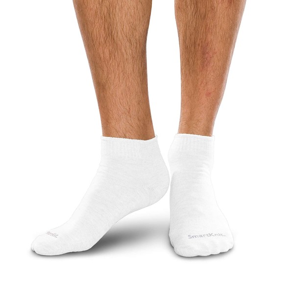 SMARTKNIT Seamless Diabetic Mini Crew Socks 3 Pack (6 Count), Medium, White