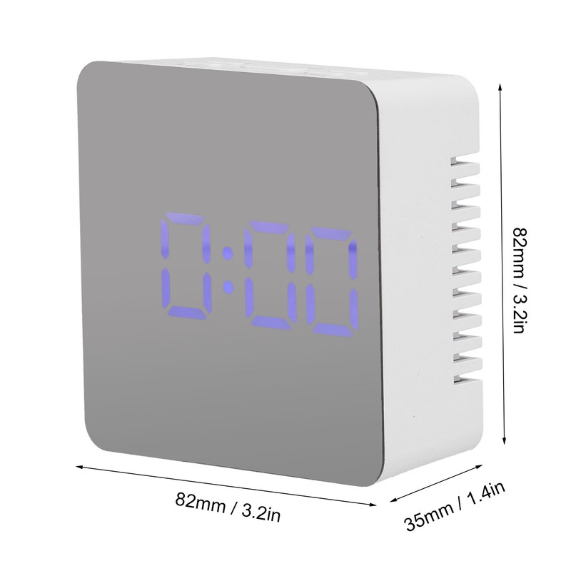 LED Mirror Clock Square Automatic Battery Powered Temperature Smart Clock