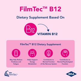 Ibsa FilmTec B12 - Dietary Supplement – 500 mcg Vitamin B12-30 Oral Dissolving Films for Immediate Release and Tolerability - Gluten-Free, Lactose-Free, Sugar-Free, Non-GMO