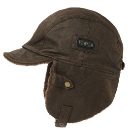 TOP-EX Oversize XXL Brown Waterproof Mens Pilot Hat Aviator Hunting Trapper Faux Leather Winter Outdoors Trooper Earflap Extra XX-Large