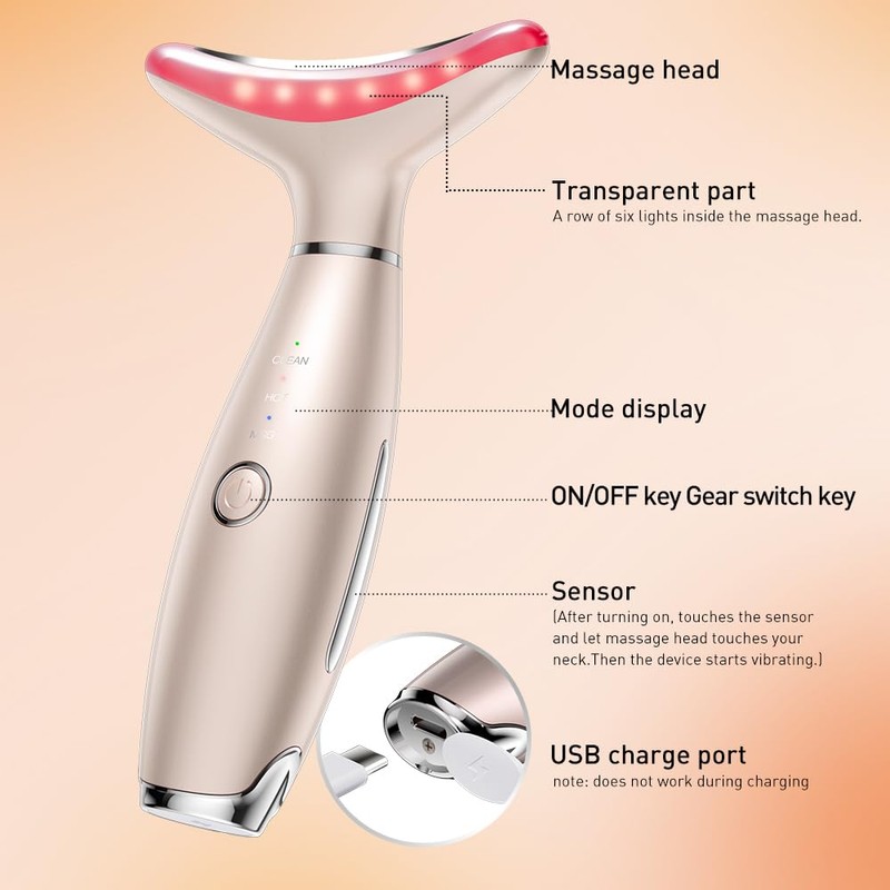 CURMEDI Facial Massager, 3 Modes Face Sculpting Tool, Vibrating Neck