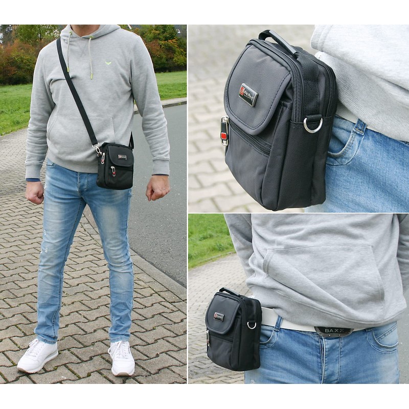 Bag Street International Small Black Shoulder Bag for Men with
