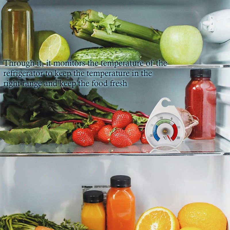 Tabanzhe Fridge Thermometer-2PCS Freezer Thermometer 54MM Freezer Thermometer with Hanging