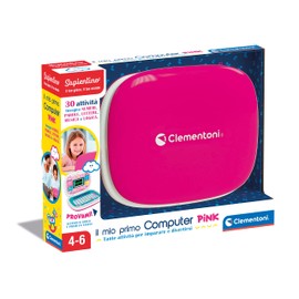 Clementoni 16403 Sapientino - The First Pink - Laptop Toy 4 Years, Activity Centre and Learning Computer for Children (Italian Version), Multi-Colour, Large