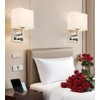 HomeFocus-Bedside Wall Sconces,Dimmable Wall Light with Outlet and Dual USB