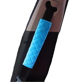 FATASH Pack of 2 Car Seat Belt Pads 11 x 2.4 Inch, Soft Plush Shoulder Strap Cushion Cover with Velcro Closure, Multifunctional for Luggage, Backpacks Harness Pad, Comfortable for Kids & Adults - Blue