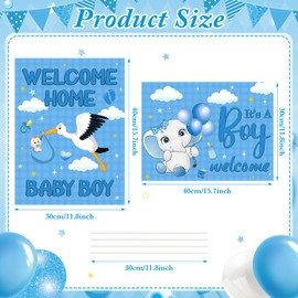 2PCS Welcome Home Baby Boy Yard Sign Decorations, It's a Boy Welcome Home Yard Signs with Stakes Blue Elephant Baby Shower Lawn Sign for Gender Reveal Party Supplies