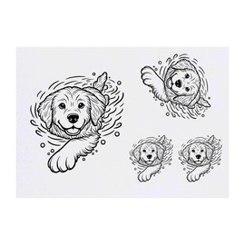 Azeeda 4 x 'Golden Retriever schwimmen' Temporäre Tattoos - Wasserfest, Hautfreundlich & Ungiftig · Transfers in Verschiedenen Größen (TO00078082)