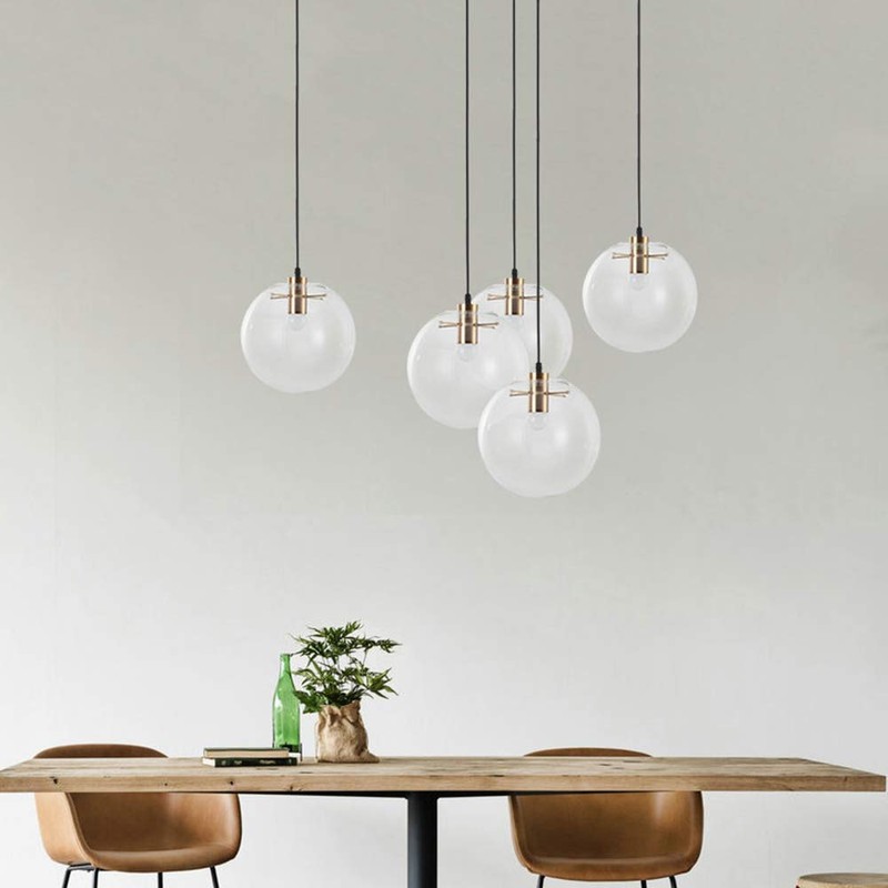 H XD GLOBAL Spherical LED Clear Glass Hanging Light, Creative