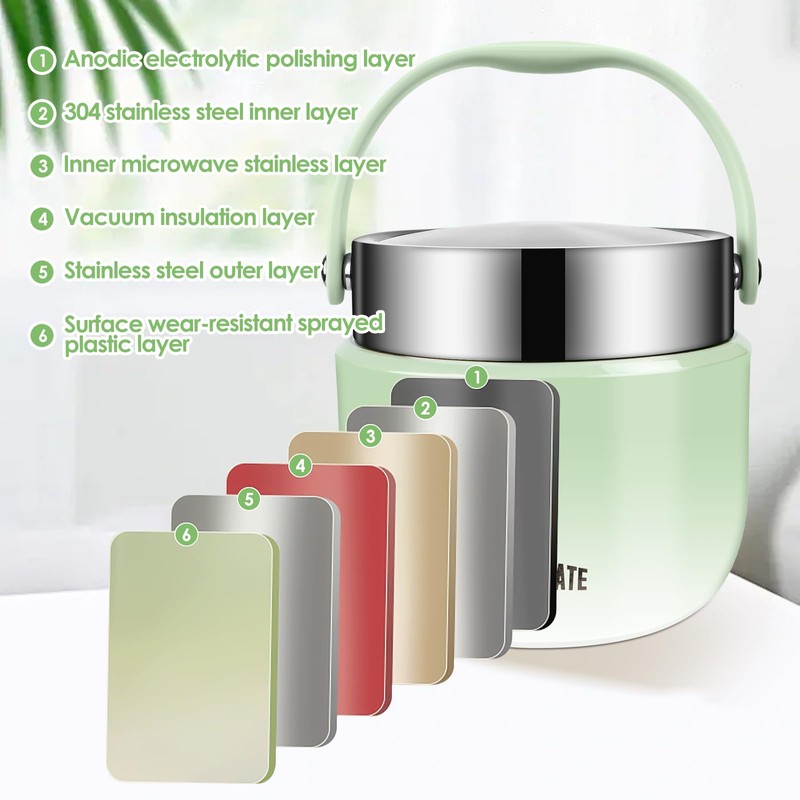 Feirdhoo 1.2 L Thermal Container for Food, Stainless Steel with