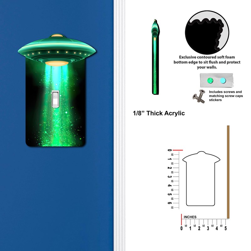 Off The Wall Plates - Alien UFO Holographic Decorative Acrylic