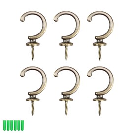 AMONENZ 6 Pcs Wall-Mounted Curtain Hocks, G Shape Tieback Hooks, Retro Style Decoration Curtain Tie Back Hooks, Curtain Holder for Home Bedroom Office Restaurant Cafe