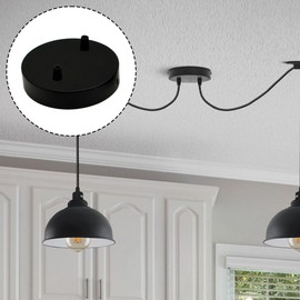 Multi Outlet Ceiling Rose (2-8 point available) Multiple Drop for Swag or Pendant Ceiling Light Fitting Vintage Retro ES E27 Braided Flex Lamp Holder (Black Point 2)