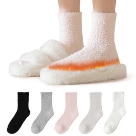 EAXGO Socks, Women's, Autumn and Winter, 24 Hours Heat Retention and Heat Retention, Antibacterial, Odor Resistant, No Shedding, Fluffy Socks, Socks, Socks, Cold Protection, Warm, Warm, Breathable,