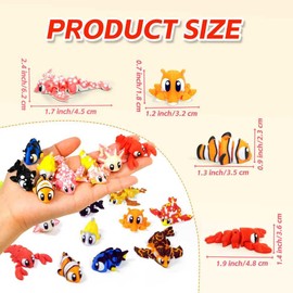 AQXYTK 16 Pcs 3D Printed Dragon & Ocean Animal Keychains Set with 16 Affirmation Cards, Mini Fantasy Creature Figurines for Birthday Party Favors, Classroom Rewards, Student Gifts