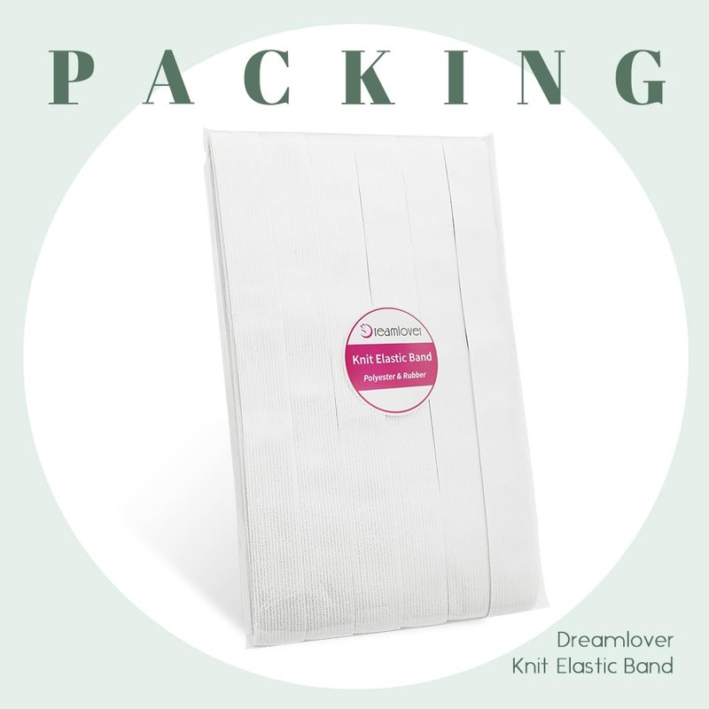 Dreamlover Elastic Bands for Sewing, White, 1 Inch x 12