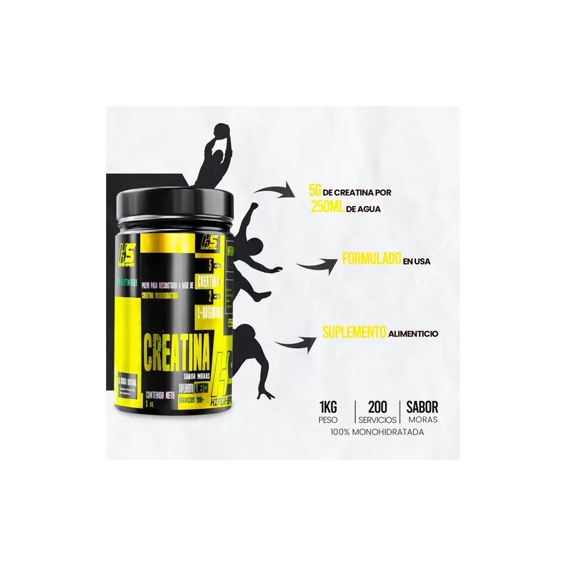 Creatina Monohidratada Hs 1kg 200 Servicios Hiper Sports