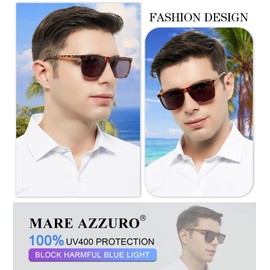 MARE AZZURO Large Square Reader Sunglasses Men Outdoor Sun Reading Glasses 1.00 1.25 1.50 1.75 2.00 2.25 2.50 2.75 3.00 3.50 4.00(Brown, 3.0)