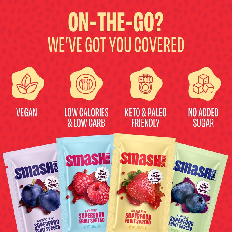Smash Foods Single Serve Jam Packets | Variety 12-Pack |