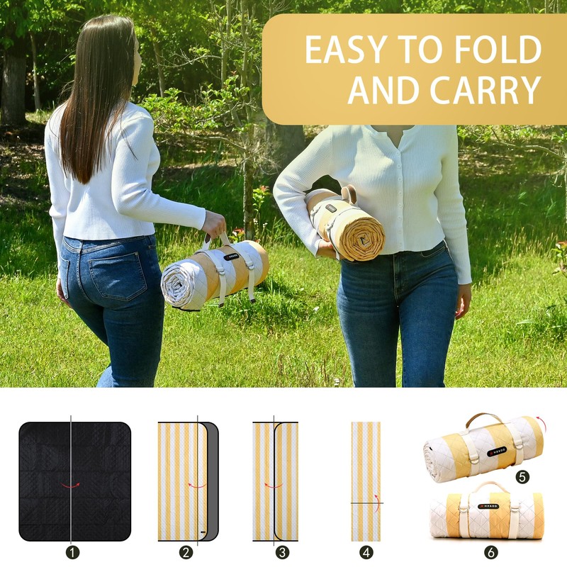 HX&OD Outdoor Picnic Blanket Extra Large, 80''*60'' Waterproof Picnic Mat