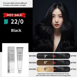 PureStyle 100ml Professional Permanent Hair Color Dye Cream Ammonia Free, Long Lasting Jet Black Color, 100% Gray Coverage, Natural Shine, For All Hair Types Easy At Home Application (22/0 Black)