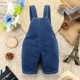 KIDSCOOL SPACE Baby Boys/Girls Big Yellow Ears Cute Dog Summer Jeans Shortalls,Blue,2-3 Years