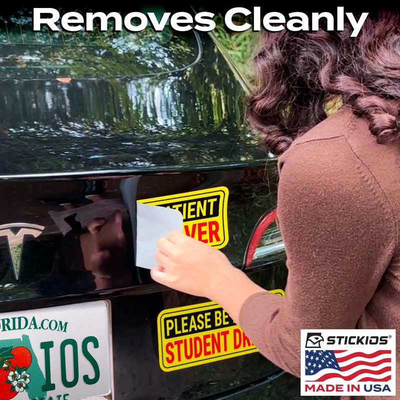Stickios Student Driver Stickers - Removable Non-Magnetic Vinyl Decal Signs