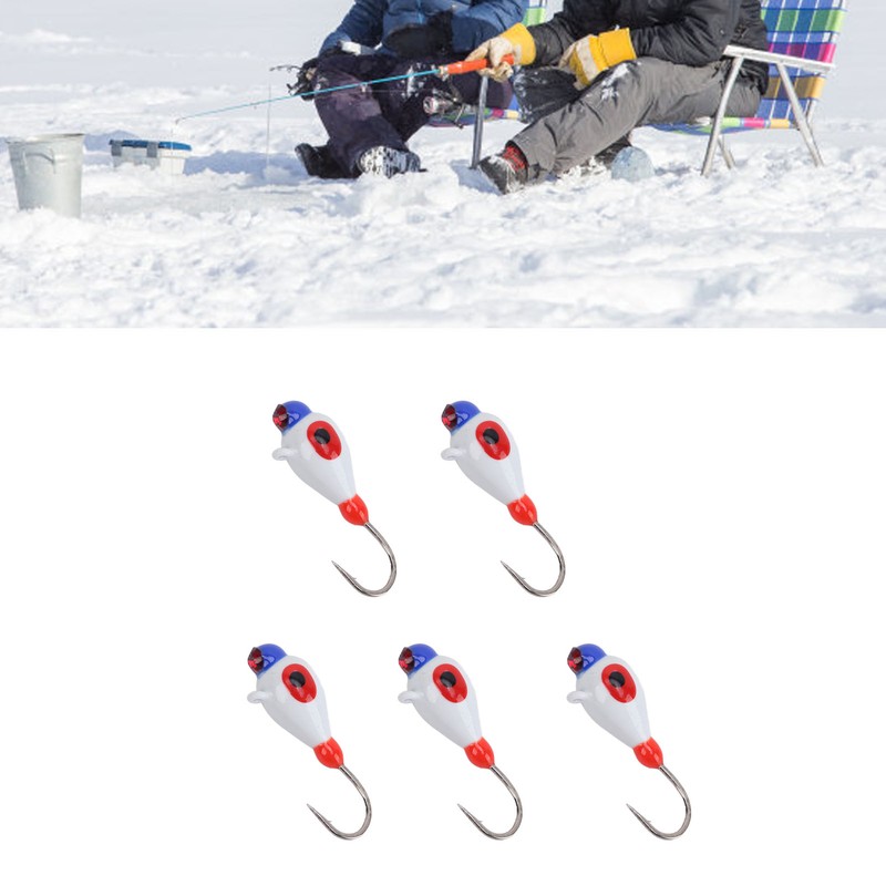 5 Pcs Winter Ice Fishing Jigs Kit Hooks Lures for