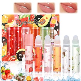 Miioto Girls' Lip Gloss Set, Fruity Moisturising Lip Gloss Set, Roll On Lip Glow Oil, Transparent Lip Gloss Sets, Lip Gloss Lasting and Long Lasting Moisturising