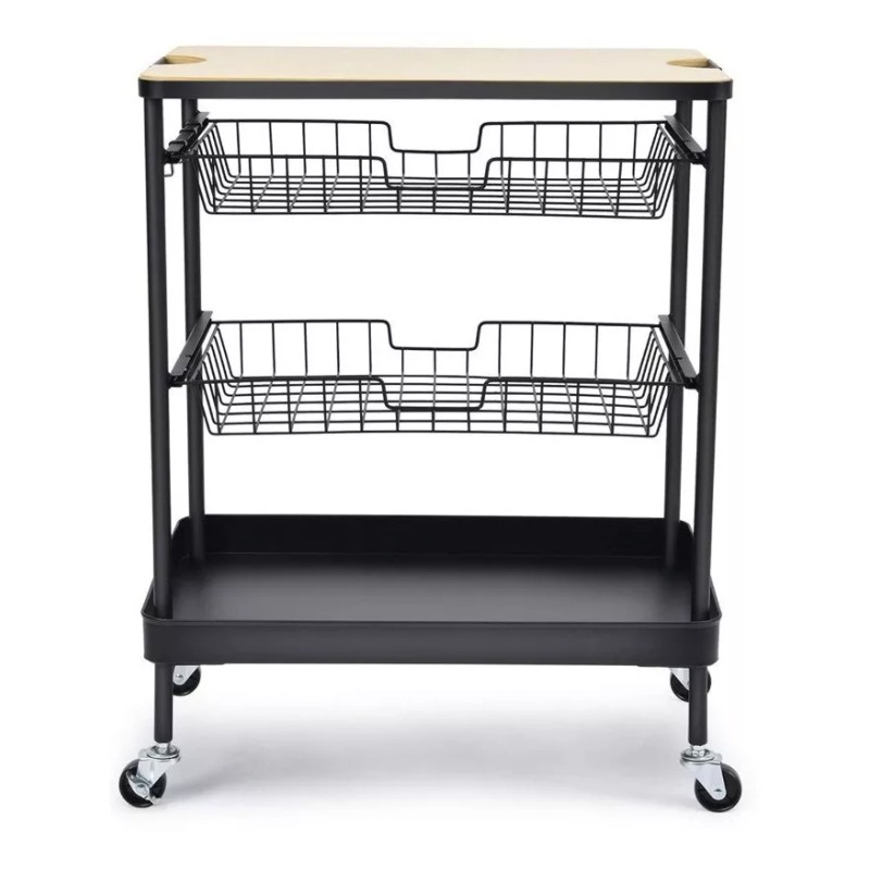 Home Ideas Carrito De Cocina De Acero/madera Con Asas Y