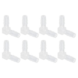 uxcell 1/4" Hose Barb Fitting, 8 Pcs Equal Barbed 90 Degree Elbow L Shaped 2 Way Plastic Splicer Joint Mender Adapter Union Fitting for Air Line Tubing Pipe Household Fuel Gas Liquid