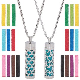 WADORN 2 Styles Essential Oil Diffuser Necklace for Women, Aromatherapy Aroma Diffuser Pendant with 20Pcs Pads Stainless Steel Scent Necklace Charms for Birthday Essential Oil Jewelry Gift