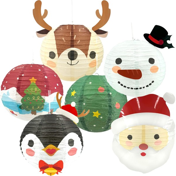 Fassory 6 Pcs 29cm Christmas Paper Lanterns, Christmas Decorations Indoor