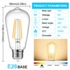 Ascher Vintage LED Edison Bulbs, 6W, Equivalent 60W, Non-Dimmable, High