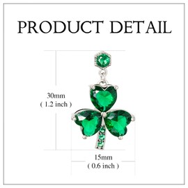 Famdecor Shamrock Earrings Studs St Patricks Day Earrings for Women Rhinestone Green Heart Leaf Earring for Women St Patricks Day Accessories