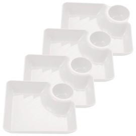 Dumpling Serving Plate With Saucer 4pcs Compartment Plastic Sushi Plate Divided Sauce Trays Serving Dish for Home