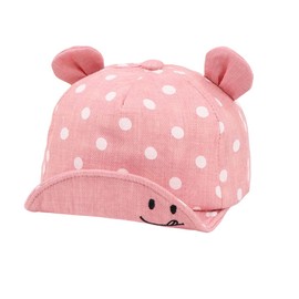 PythJooh Baby Girl Boy Smile Face Sun Hat Baseball Caps Toddler Kid Spring Summer Cute Bear Ears Sun Protection Hats for 6-24Months Pink