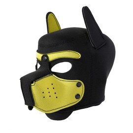 QUYUWOWO Neoprene Puppy Face Muzzle Dog Removable Full Face Pup Hood Mask (Yellow, One Size)
