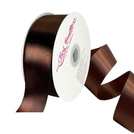 Rollo Listón De Tela Satinado 3.8cm Ancho y 45 Metros Largo.Para Decoración, Envoltura De Regalo, Manualidades, Flores Eternas, Cinta Para El Cabello, Moños, Arreglos Florales, Ramos y Más. MARCA JACK BROTTHERS (Café)