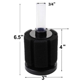 AQUANEAT Sponge Filter, for Aquarium Fish Tank, Betta, Nano, Shrimp, Fry, Biochemical Filter with Airline Tubing, Air Pump Valves, Suction Cups (Middle up to 20Gal)
