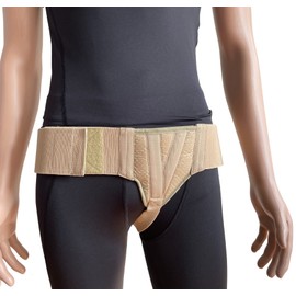 FlexaMed Left Side Inguinal Hernia Groin Belt with Compression Pad Beige (XL 44-48)