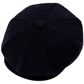 ZRWASKA® Mens Peaky Blinders Cap 8 Panel Wool Flat Caps for Men UK – Gatsby Tweed Newsboy Cap for Men Style 1920s Baker Boy Hat Flat Cap Women Plain Black, Size XXL