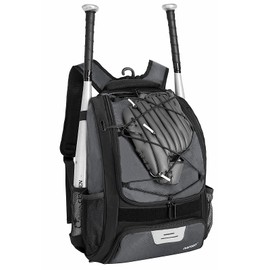 DAFISKY Youth Baseball Backpack Bag - Baseball Bag with Shoes Compartment, Bat holder & Fence Hook, for Softball & T-Ball Gears, Bat, Helmet, Gloves, Fit To Young & Adult (Grey)