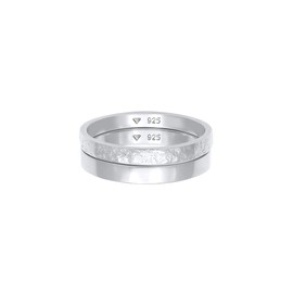 Elli Women's Ring Set Basic Look Hammered Combinable in 925 Sterling Silver, 52, Silver, None