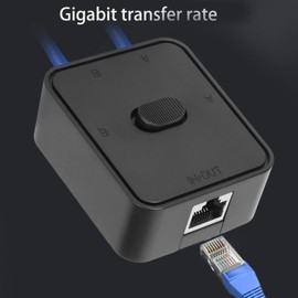 2 Port Gigabit Network Switch, RJ45 Splitter Selector Switch, 10 100 1000Mbps, 2 In 1 Out or 1 In 2 Out, PoE Extender, for Cat 6