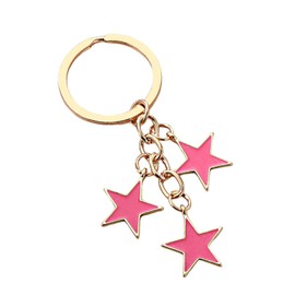 Meefisher Women's Stars Bag Charms Cute Enameled Keychain Keyring for Purse Accessories Kawaii Aesthetic Gifts,Pink-A