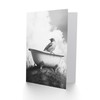 Artery8 Greeting Card Sparrow on Elegant Bathtub Black White Surreal